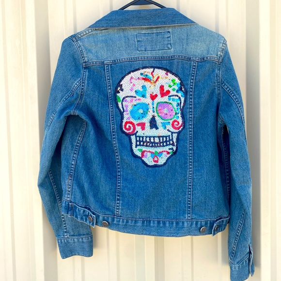 Sugar Skull Jean Jacket - Picture 1 of 2